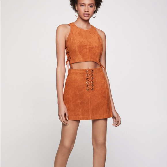 BCBGeneration Dresses & Skirts - BCBGeneration Faux Suede Lace Up Skirt